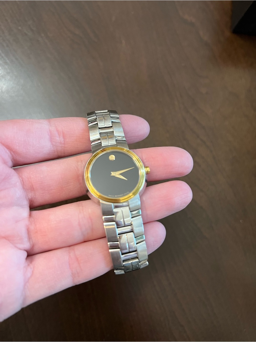 Movado Two-Tone Black Dial Bracelet Watch